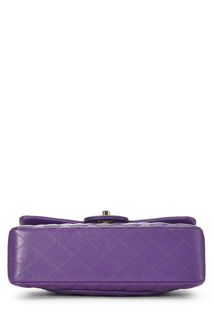 Chanel,  Purple Quilted Caviar Classic Double Flap Small, Purple