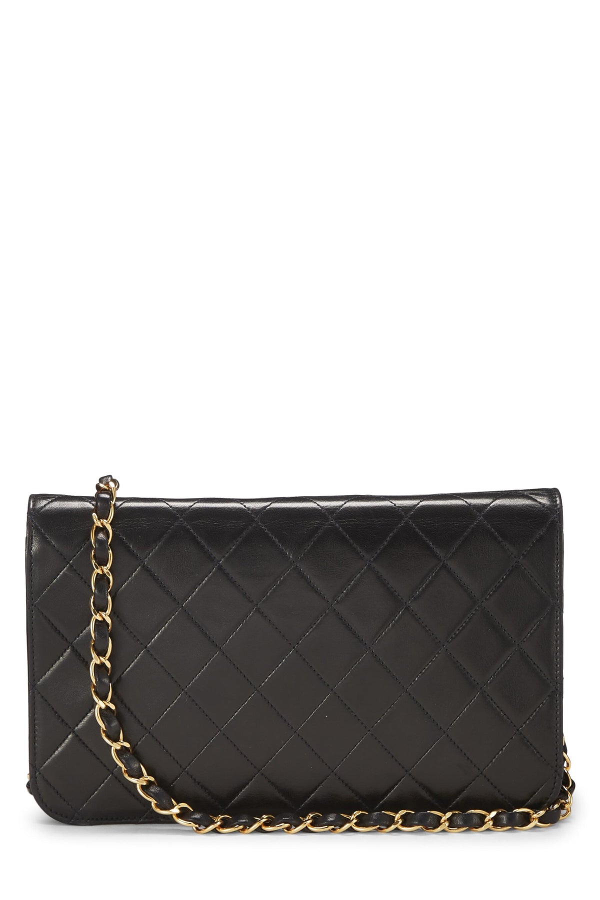 Chanel,  Black Quilted Lambskin Snap Full Flap Small, Black