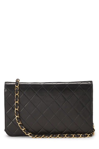 Chanel,  Black Quilted Lambskin Snap Full Flap Small, Black