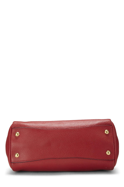 Prada,  Red Vitello Daino Convertible Tote Small, Red