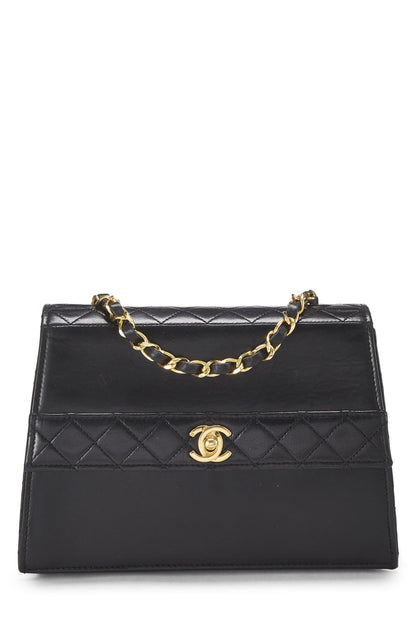 Chanel,  Black Quilted Lambskin Trapezoid Bag, Black