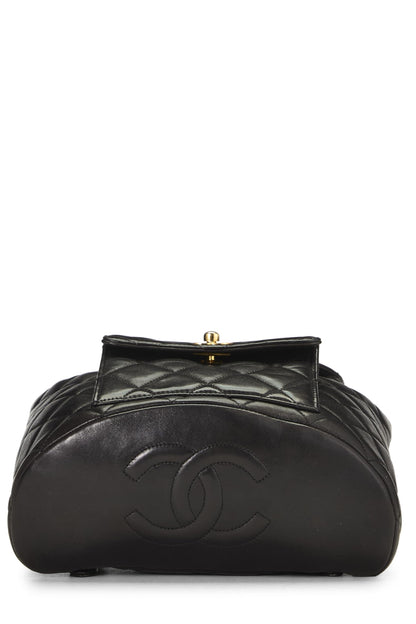 Chanel,  Black Quilted Lambskin 'CC' Classic Backpack Medium, Black