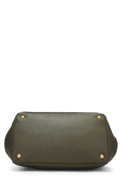 Prada,  Green Vitello Daino Convertible Tote Large, Green