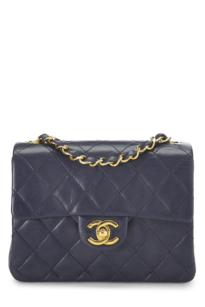 Chanel,  Navy Quilted Lambskin Half Flap Mini, Navy