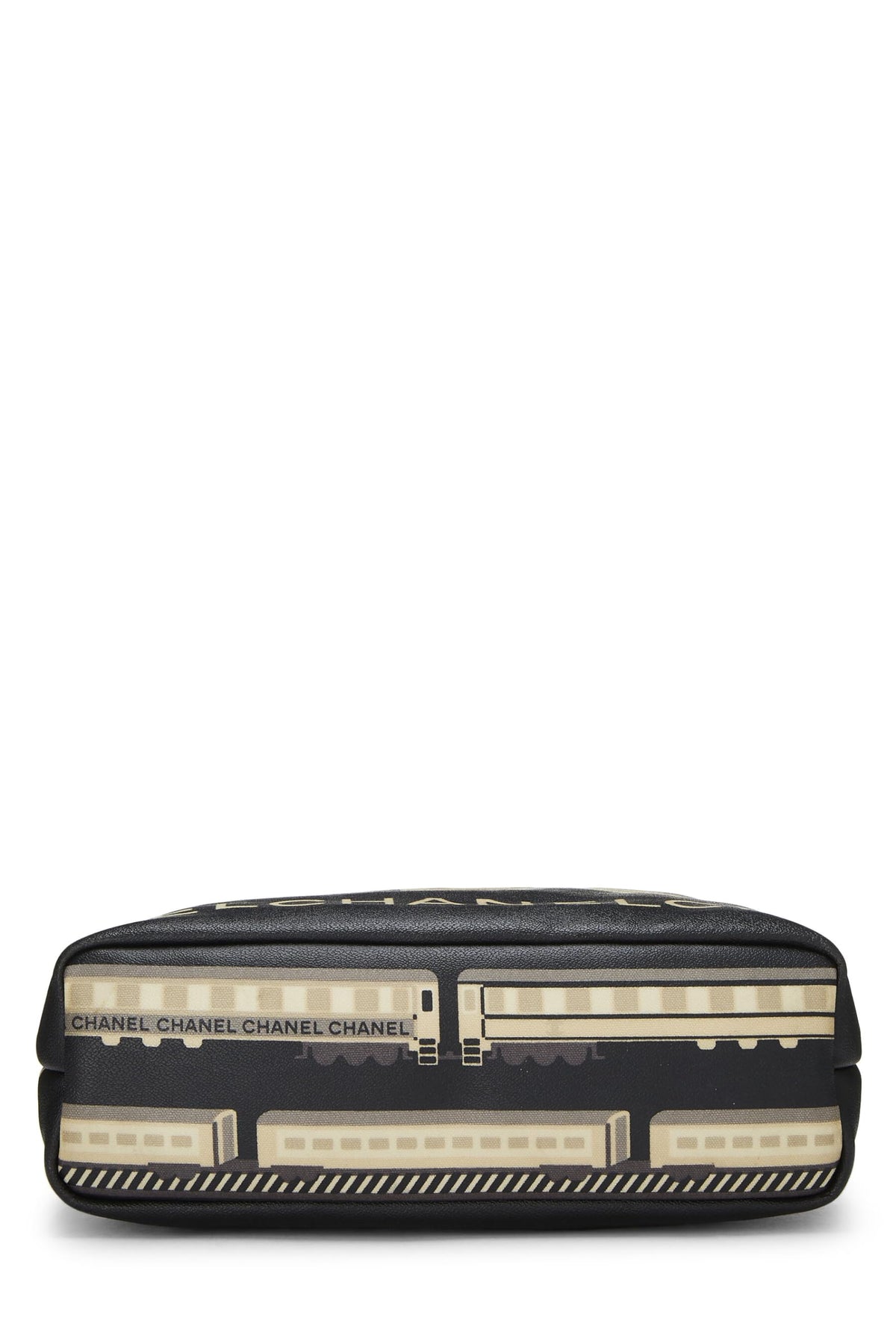 Chanel,  Black & Multicolored Coated Canvas Le Train Tote, Black