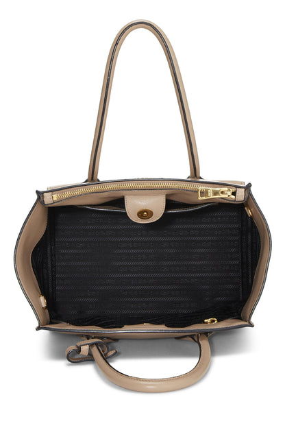 Prada,  Beige Vitello Daino Trapeze Tote, Beige
