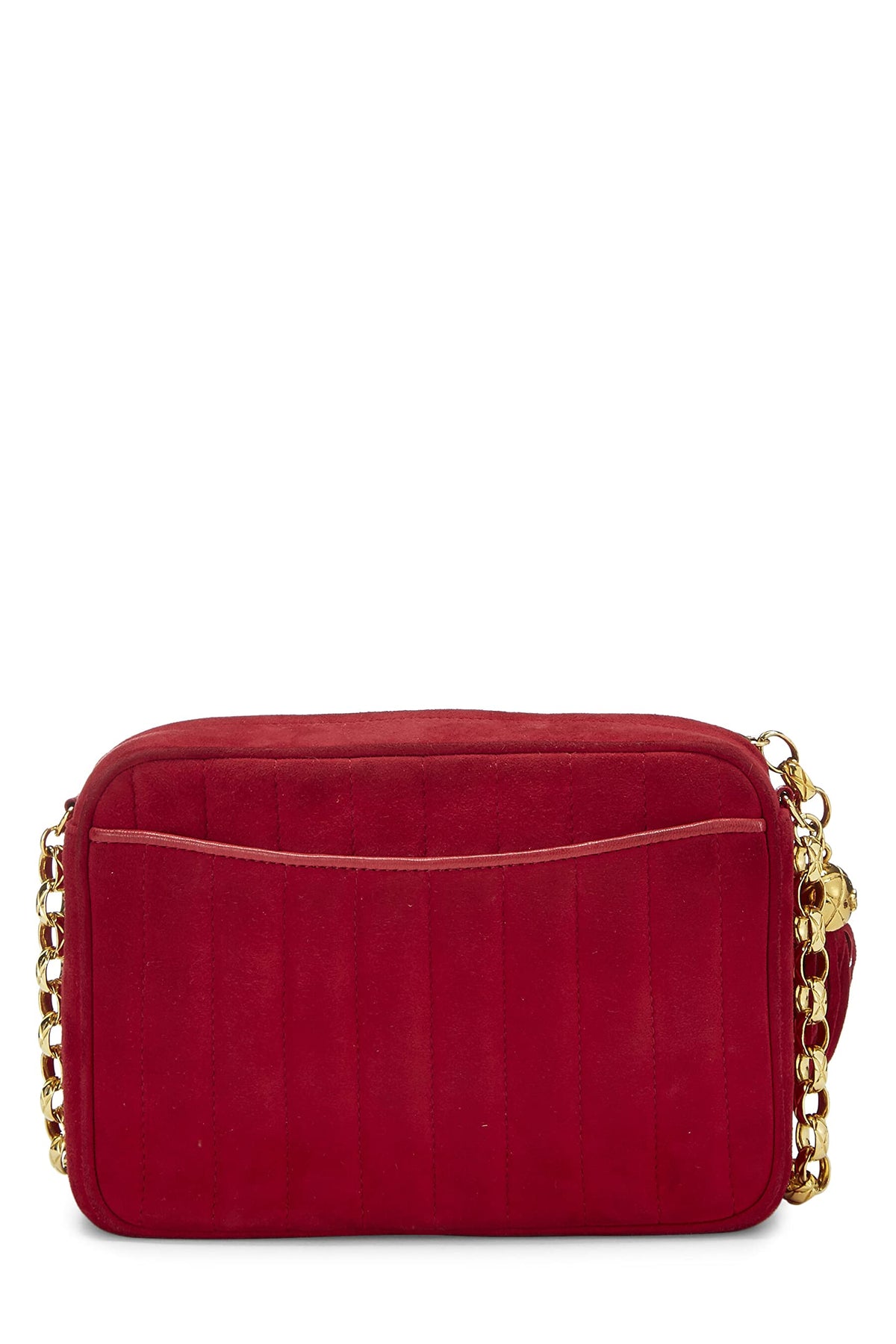 Chanel,  Red Vertical Suede Pocket Camera Bag Small , Red