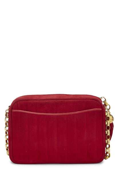 Chanel,  Red Vertical Suede Pocket Camera Bag Small , Red
