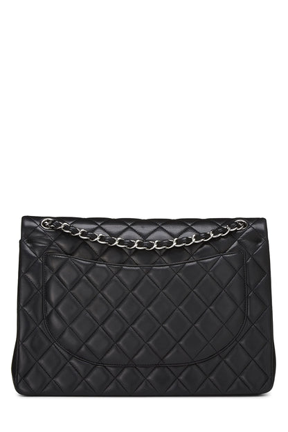 Chanel,  Black Quilted Lambskin New Classic Double Flap Maxi, Black