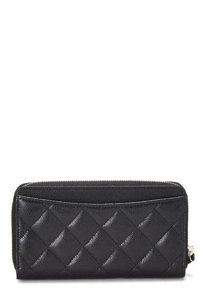Chanel,  Black Quilted Caviar Zippy Small, Black