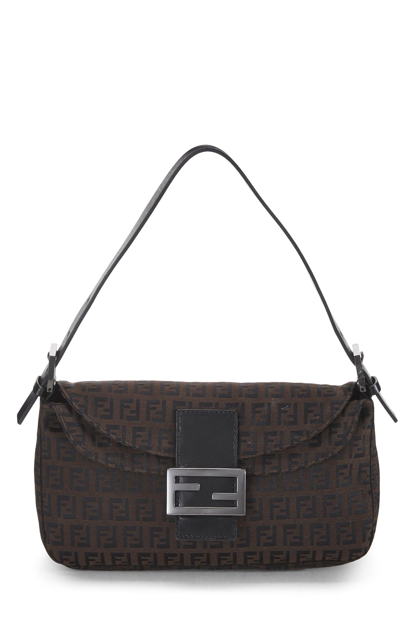 Fendi,  Brown Nylon Zucchino Shoulder Bag, Brown