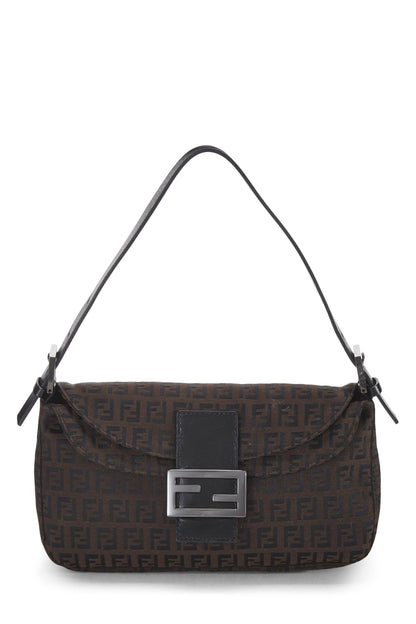 Fendi,  Brown Nylon Zucchino Shoulder Bag, Brown