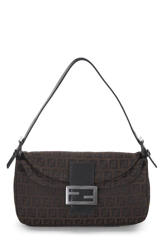 Fendi,  Brown Nylon Zucchino Shoulder Bag, Brown