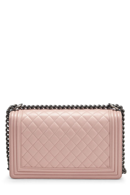 Chanel,  Pink Quilted Calfskin Boy Bag Large, Pink