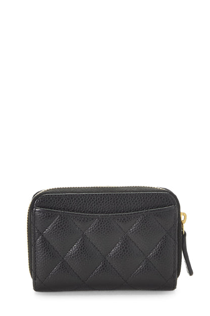 Chanel,  Black Caviar 'CC' Zip Around Coin Purse, Black