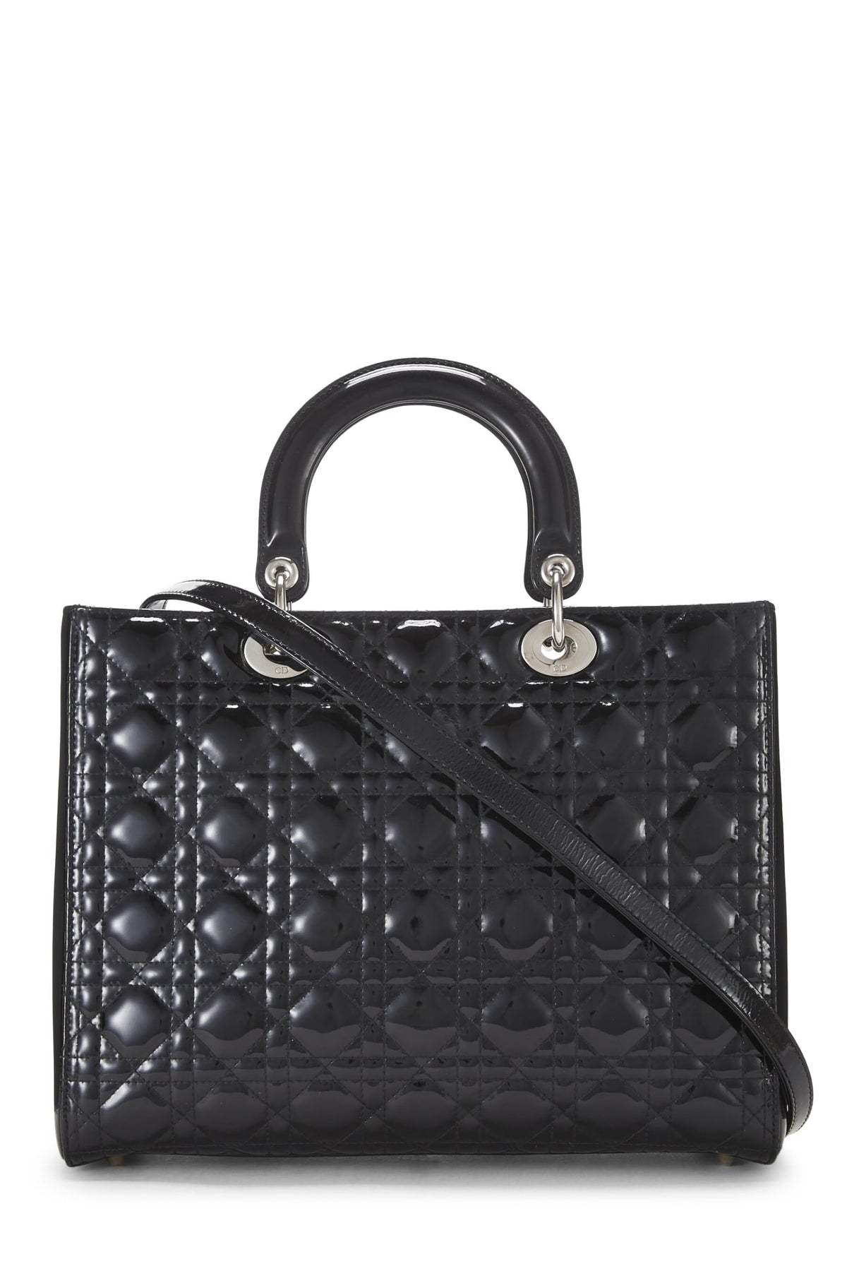 Dior, Black Cannage Patent Leather Lady Dior Large, Black