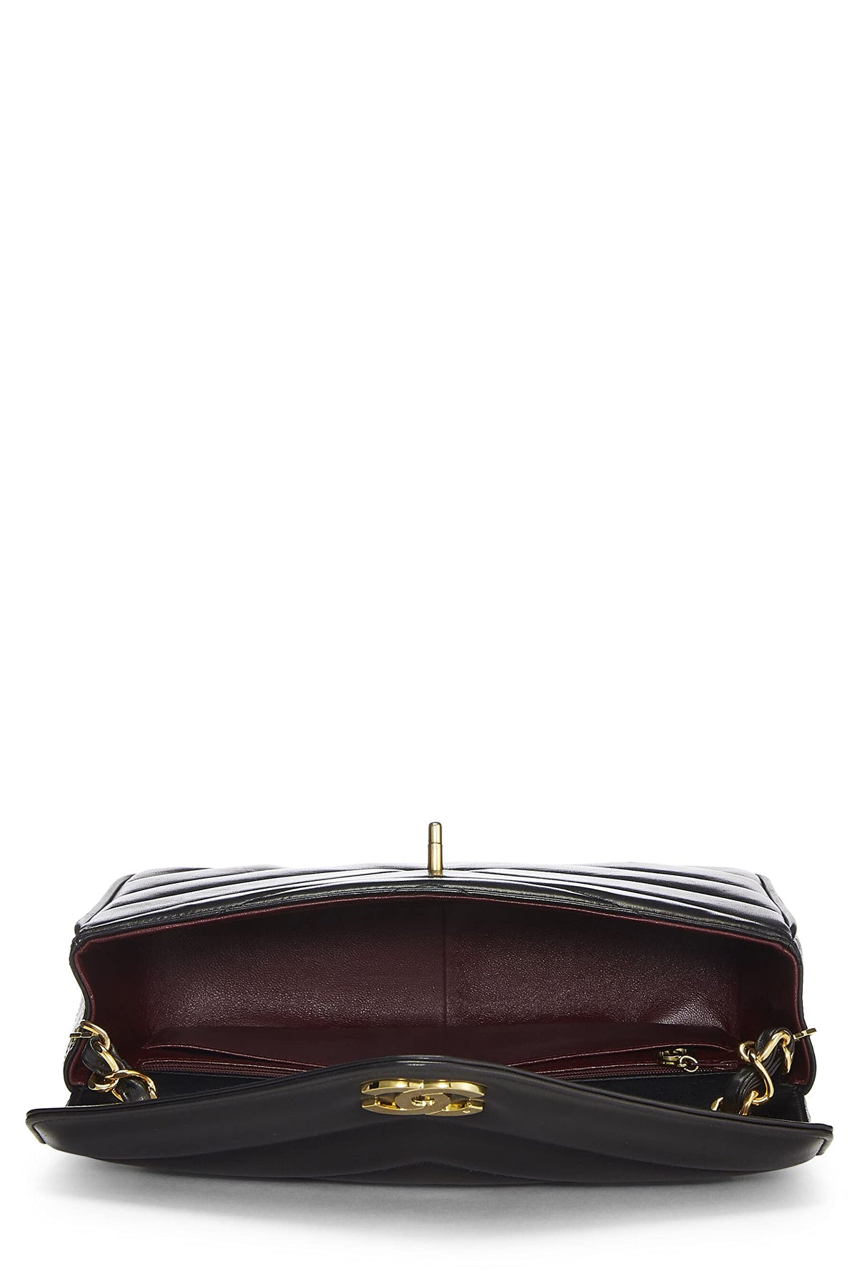 Chanel,  Black Chevron Lambskin Envelope Flap Medium, Black