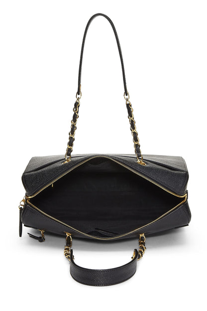 Chanel,  Black Caviar Zip Tote Small, Black