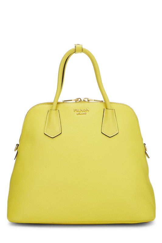 Prada,  Yellow Saffiano Dome Handbag, Yellow