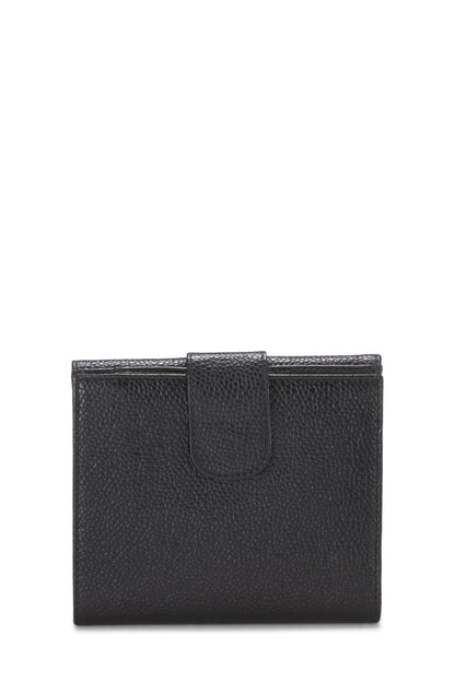 Chanel,  Black Caviar Timeless 'CC' Compact Wallet, Black