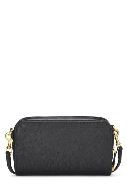 Dior, Black Calfskin Caro Double Pouch Crossbody, Black