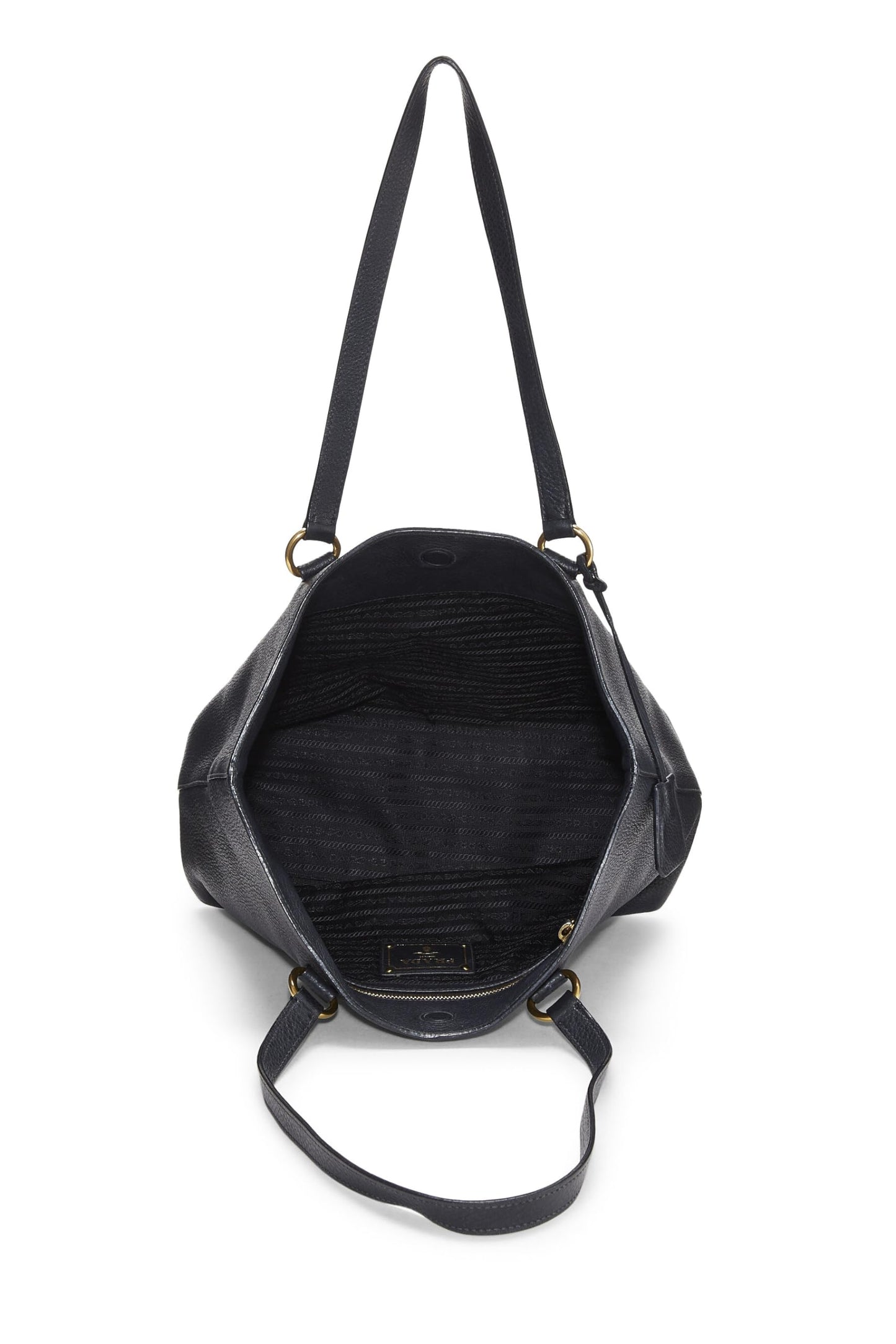 Prada,  Black Vitello Daino Logo Tote, Black