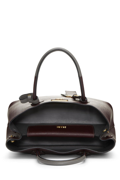 Prada,  Purple Saffiano Double Bag Tote Medium, Purple