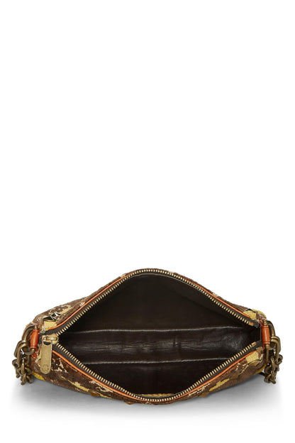 Louis Vuitton,  Brown & Yellow Velour Trompe L'oeil Pochette Accessories, Brown