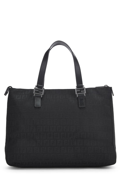 Fendi,  Black Zucchino Canvas Tote Small, Black