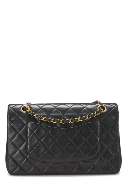 Chanel,  Black Quilted Lambskin Classic Double Flap Medium, Black