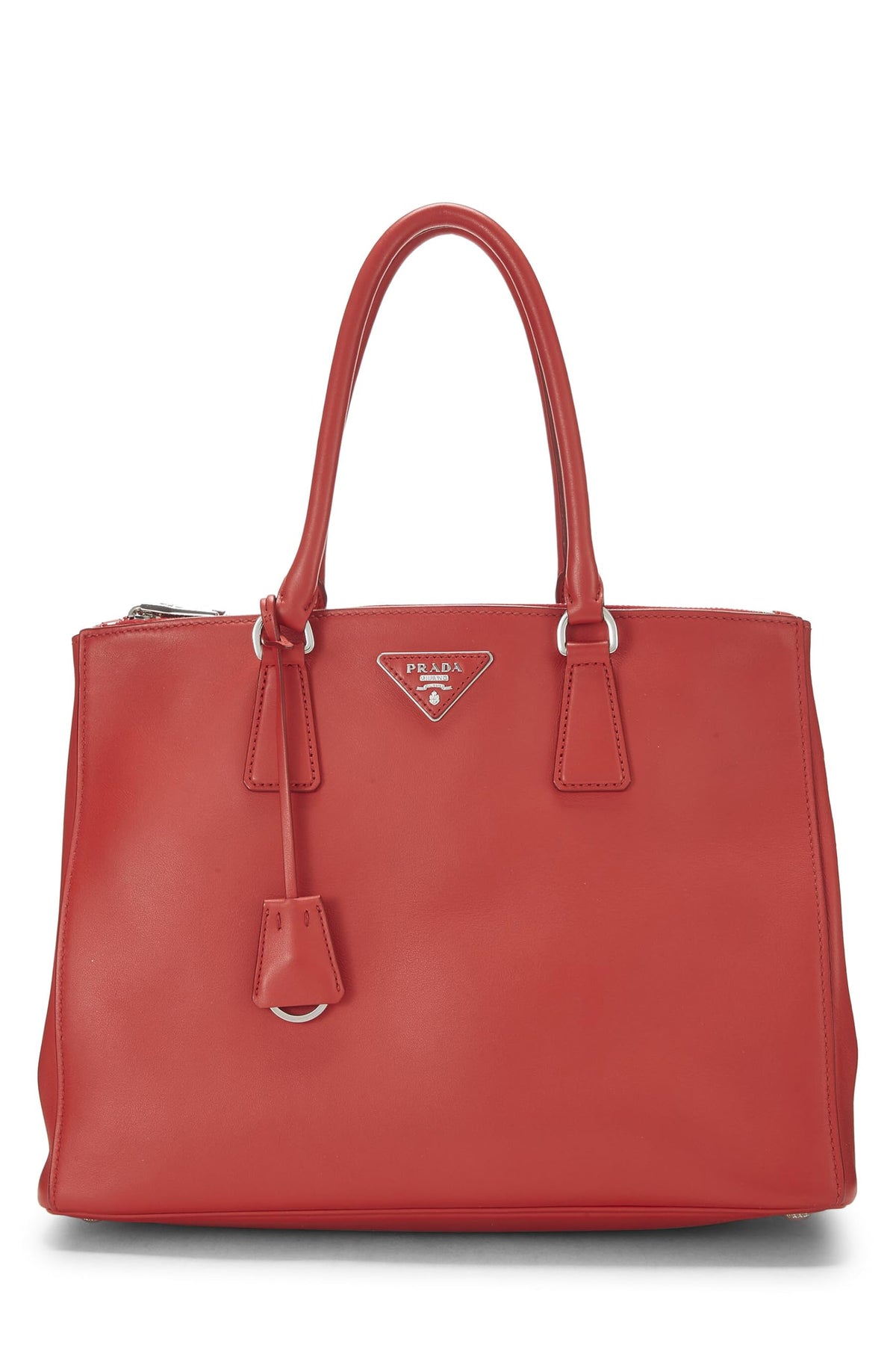 Prada,  Red Calfskin Shopping Bag Medium, Red
