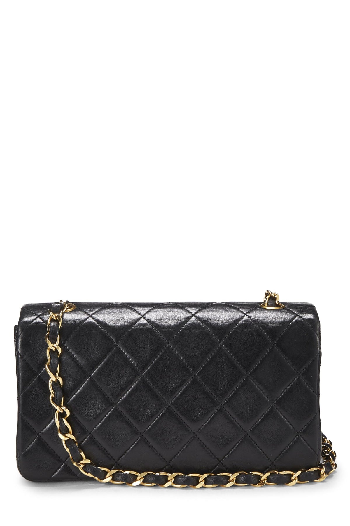 Chanel,  Black Quilted Lambskin Full Flap Mini, Black