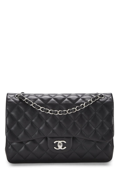 Chanel,  Black Quilted Lambskin New Classic Double Flap Jumbo, Black