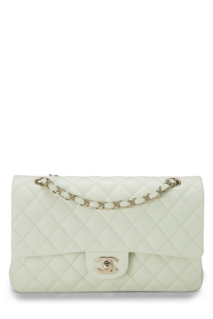 Chanel,  Green Quilted Caviar Classic Double Flap Medium, Green