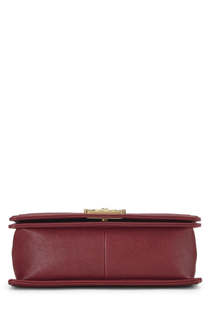 Chanel,  Black Quilted Caviar Boy Bag Medium, Red