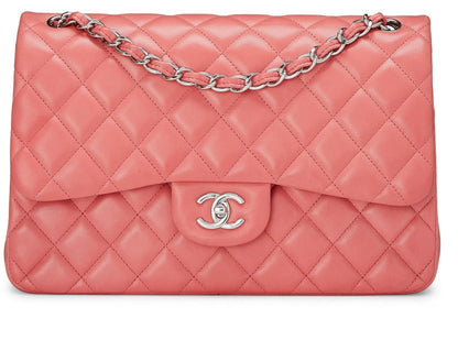 Chanel,  Pink Quilted Lambskin New Classic Double Flap Jumbo, Pink