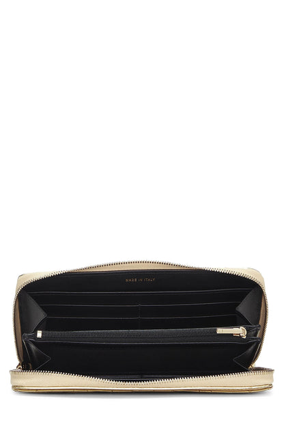 Chanel,  Gold Calfskin Zip Around Wallet, Gold