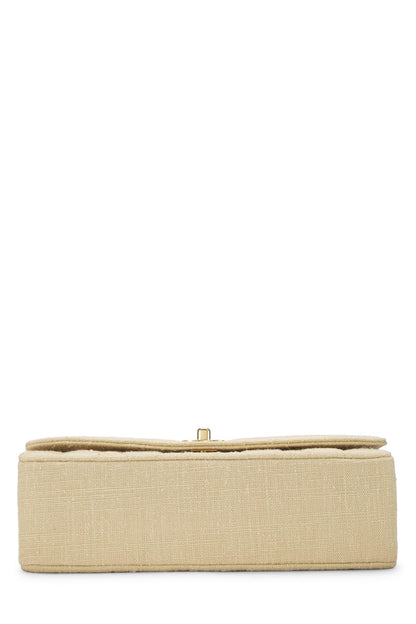 Chanel,  Beige Quilted Linen Classic Flap Medium, Beige