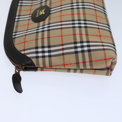 BurberrySs Nova Check Clutch Bag Canvas Beige Auth 72157