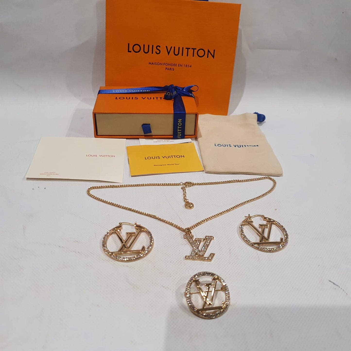 Louis  Vuitton Necklace, Earrings and Brooch Set