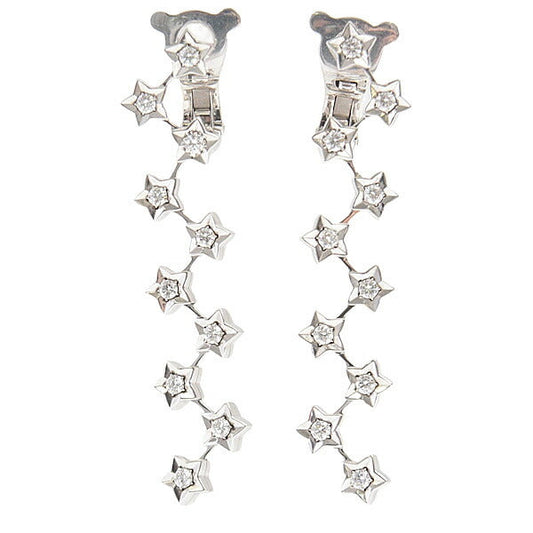 Chanel 18K White Gold Comete Star Diamond Earrings
