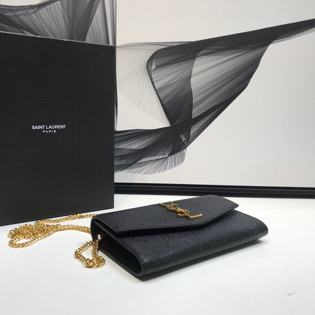 Yves Saint Laurent Uptown Chain Wallet Black