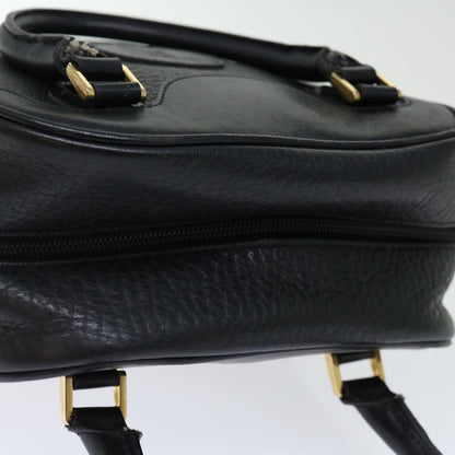 BURBERRYSs Shoes case Hand Bag Leather Black Auth 72670