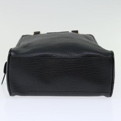 BURBERRYSs Shoes case Hand Bag Leather Black Auth 72670