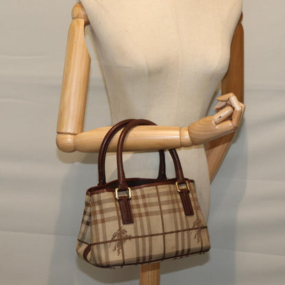 BURBERRY Nova Check Hand Bag Canvas Beige Brown Auth 72676