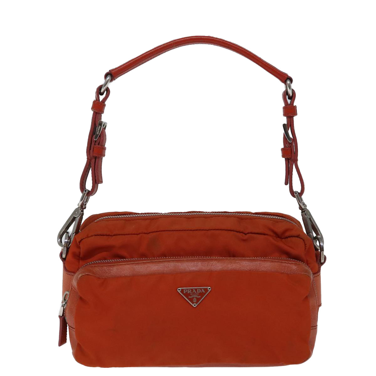 PRADA Shoulder Bag Nylon Orange Auth 72716