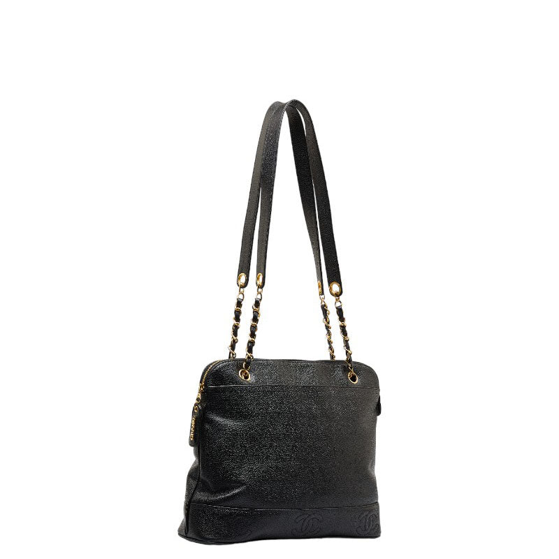 Chanel Triple Co. Gold  Chain houlder Bag Black Caviar S  CHANEL