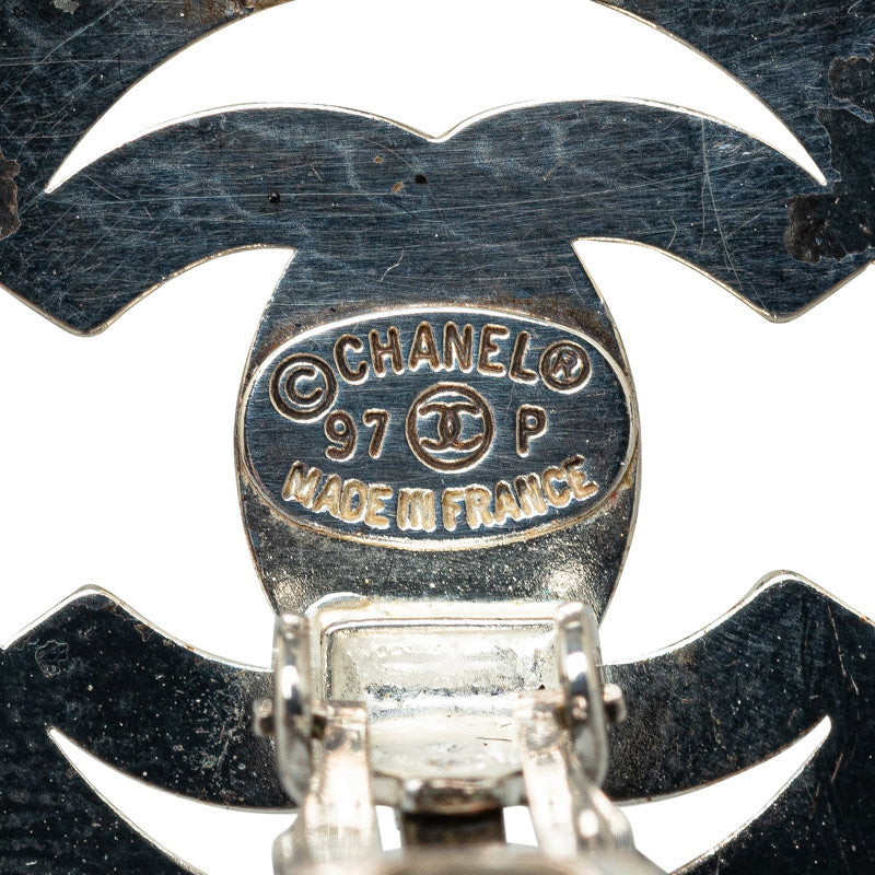 Chanel Vintage Cocomark Whiteboard Rock Earring Silver Metal  Chanel