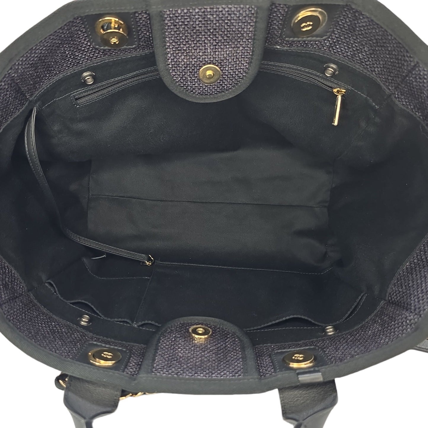 Chanel Woven Straw Raffia Medium Deauville Tote Black