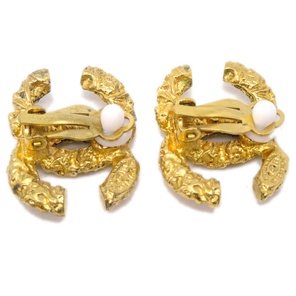 Chanel CC Earrings Clip-On Gold 93A